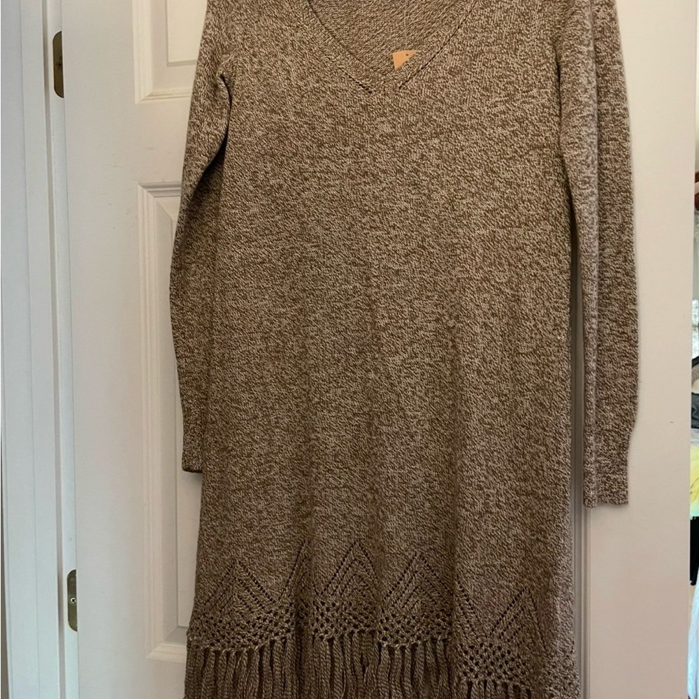 Express Long Sleeve Knit Dress - Brown